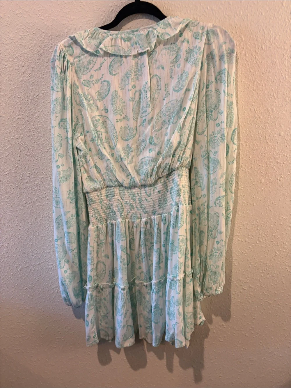 House of Harlow 1960 Mint Paisley Tiered Ruffle Ajay Dress